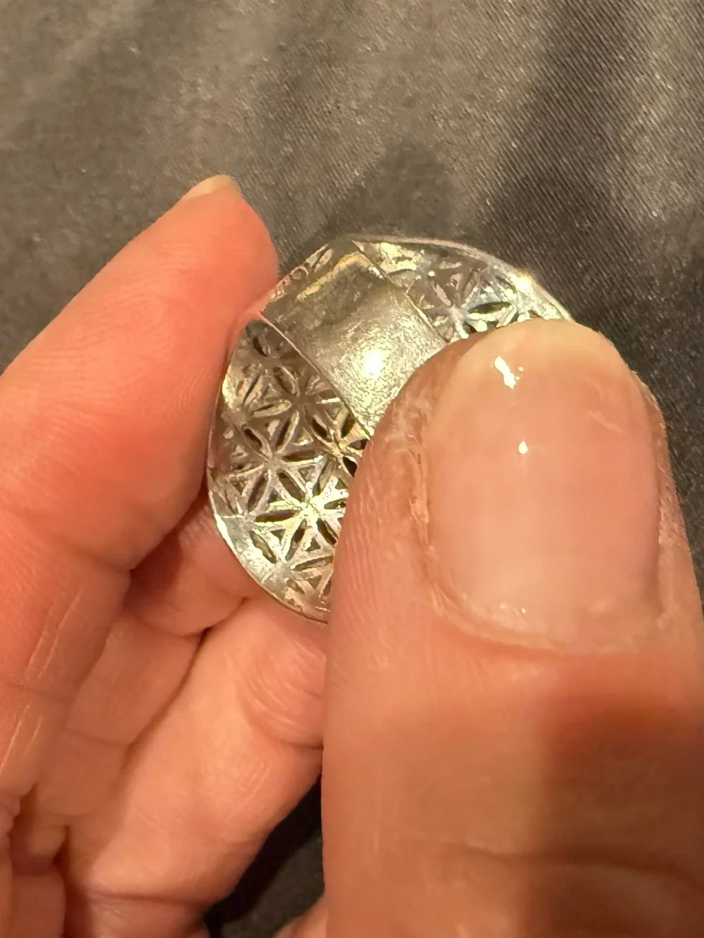 Sterling Silver Flower of Life Statement Ring Sacred Geometry Size 8
